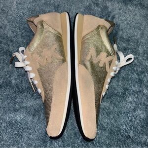 Michael Kors Women’s Stanton Leather Trainer in Tan and Gold Size 8
